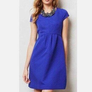 Anthropologie HD in Paris Sapphire Blue Empress Textured Dress Size 6